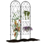 Metal Garden Trellis ,Tall 87 Inch x 20 Inch, Black Coated Rustproof Metal Trellis Outdoor, Trellis for Cllimbing Plants