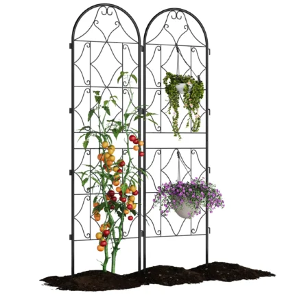 Metal Garden Trellis ,Tall 87 Inch x 20 Inch, Black Coated Rustproof Metal Trellis Outdoor, Trellis for Cllimbing Plants