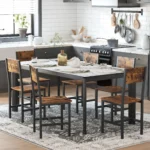 OIRA Dining Chair Set of 2, Steel Frame, Industrial, for Dining Room, Living Room, Kitchen, Heather Greige and Frosted