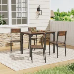 Dining Table and Chairs Set 4, Rectangle Breakfast Kitchen Table and 4 Chairs with Mental Frame for Kitchen Restaurant - Image 5