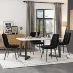 Dining Table, Metal Frame Rectangular Dining Table Modern Marble Pattern Kitchen Table