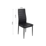 Black Dining Table and Chairs Set of 4, Round Tempered Glass Table with High Back PU Leather Chairs - Image 6