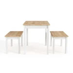 Set of 3 Modern Wood Dining Table and Benches - Image 5