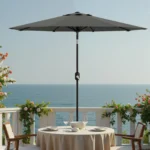 2.7m Garden Parasol Umbrella with Cover, 9ft Patio Umbrella with Crank & Tilt, UPF 50+ Sun Shade, Polyester, 8 Ribs, for Outdoor - Image 5