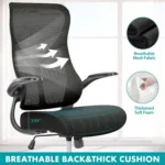 Aptliton Ergonomic Office Chair with Breathable Mesh Back, Thick Padded Seat, Adjustable Height & Tilt Lock, Swivel Computer Des - Image 3