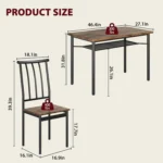 UK Dining Table Set for 4 People, 5-Piece Kitchen Table and Chairs with Storage Rack, Metal and Wood Rectangular Dining Room Tab - Image 5