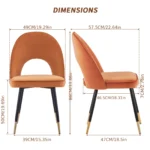 Velvet Dining Chairs Side Chairs Kitchen Corner Chairs with Metal Legs, Modern Leisure Chairs for Dining Room/Living Roo - Image 4