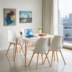 Square Round Dining Table, Rectangular Kitchen Table White with Wooden Legs, Rectangle Dining Table - Image 5