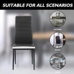6 Piece Dining Chair Set: Leather Seats with Metal Legs and Padded Backrests - Image 4