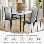 Dining Table, Marble Effect Dining Table with Black Metal Legs Kitchen Table,Modern Dining Tables for Home/Kitchen Office - Image 2