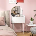 OIRA Makeup Vanity Table with Mirror Drawers Modern Dressing Table White