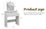 Dressing Table with LED Lights and Mirror, Vanity Desk with Adjustable Brightness, 2 Drawers, 3 Open Shelves, 80x40x140.5cm - Image 8