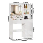 White Makeup Vanity Desk Dressing Table with 10 Led Bulbs Lighted Mirror - Image 6