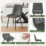 Dining Chair, Velvet Upholstered Metal Side Chair Set - Image 4