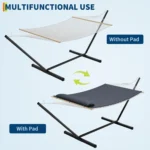 2 Person Double Hammock with Stand Included – Quilted Cotton Rope,Breathable Padded Cushion,475lbs Weight Capacity,Heavy Duty Ha - Image 4