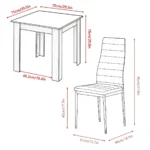 5pcs Dining Room Set Grey Table and Chairs for Kitchen, Dining Room, Compact Table Set, Space Saving - Image 2