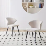 Set of 2 Corduroy Upholstered Dining Chairs Modern Padded Seats Rustic Chairs Suitable for Kitchen Restaurant Chair - Image 2