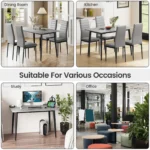 Dining Table, Marble Effect Dining Table with Black Metal Legs Kitchen Table,Modern Dining Tables for Home/Kitchen Office - Image 11