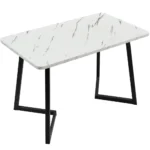 Dining Table, Metal Frame Rectangular Dining Table Modern Marble Pattern Kitchen Table - Image 5
