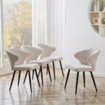 Set of 2 Corduroy Upholstered Dining Chairs Modern Padded Seats Rustic Chairs Suitable for Kitchen Restaurant Chair - Image 3