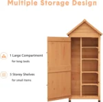 Outdoor Wooden Storage Shed Waterproof, 63'' Vertical Outdoor Storage Cabinet with 4 Shelves & Lockable Door - Image 6