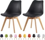 OIRA Set of 2 Dining Chairs Wooden Legs Soft Cushion Pad Stylish DELUXE Retro Lounge Dining Office Chairs - Image 9