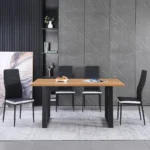 6 Piece Dining Chair Set: Leather Seats with Metal Legs and Padded Backrests - Image 6