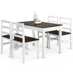 OIRA 5PCS Wooden Dining Table & Chair Set Breakfast Kitchen Furniture Dining Room Set - Image 5