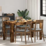 Contemporary 4 Seater Dining Table, Engineered Wood, Smoked Oak Finish, Sturdy & Modern Style for Indoor Use - Image 2