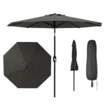 2.7m Garden Parasol Umbrella with Cover, 9ft Patio Umbrella with Crank & Tilt, UPF 50+ Sun Shade, Polyester, 8 Ribs, for Outdoor
