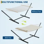 2 Person Double Hammock with Stand Included – Quilted Cotton Rope,Breathable Padded Cushion,475lbs Weight Capacity,Heavy Duty Ha - Image 5