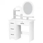 Makeup Desk with Mirror, Large Vanity Desk with Storage Shelves, 4 Drawers, Vanity Table with Light, Bedroom Dressing Table - Image 6