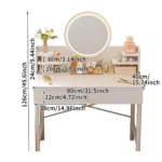 Dressing Table Dresser Mirror With 2 Drawers Toiletry Storage Table Furniture - Image 2
