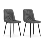 Dining Chair, Velvet Upholstered Metal Side Chair Set