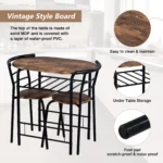 3 Piece DiningTable & Chair Set for Kitchen Dining Room Compact Space Wooden Steel Frame (Brown) - Image 3
