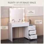 Dressing Table Set with LED Lighting Bulbs, Vanity Makeup Desk with 2 Storage Drawer Dressing Table - Image 6