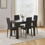 OIRA Modern High-Back Dining Chair with Diamond Quilted Design, Metal Legs, PU Set of 4 - Image 7