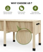 OIRA Wooden Garden Bed with Tool Hooks, Elevated Planter Box with Legs, Rectangle Veg Trough Planter for Flower Vegetable - Image 4