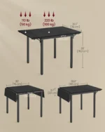 OIRA Folding Dining Table, Drop Leaf Extendable, for Small Spaces, Seats 2-4 People - Image 5