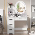 Modern Makeup Vanity Table with Mirror & Lights, 4 Drawer Dressing Table, Cosmetic Desk with Organizer - Image 3