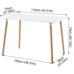 Square Round Dining Table, Rectangular Kitchen Table White with Wooden Legs, Rectangle Dining Table - Image 2