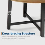 Industrial Round Wood Table w/Metal Base - Seats 4 6, Rustic Finish (Chairs Not Included) - Image 3