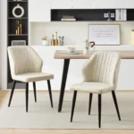 Set of 6 Faux Leather Dining Chairs Upholstered Kitchen Seats with Padded Back and Metal Legs - Image 6