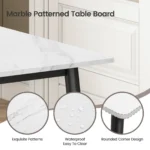 Dining Table, Marble Effect Dining Table with Black Metal Legs Kitchen Table,Modern Dining Tables for Home/Kitchen Office - Image 7