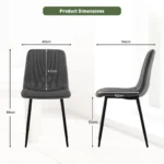 Dining Chair, Velvet Upholstered Metal Side Chair Set - Image 2