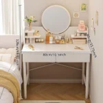Dressing Table Dresser Mirror With 2 Drawers Toiletry Storage Table Furniture