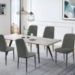 OIRA Dining Chairs 6 Piece Set, Modern Kitchen Side Chairs, Durable Metal Legs, Easy Cleaning for Daily Use
