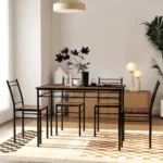Dining Table and Chairs Set 4, Dining Room Sets, Rectangular Space Saving Table and 4 Chairs for Compact Kitchens - Image 2