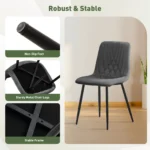 Dining Chair, Velvet Upholstered Metal Side Chair Set - Image 5