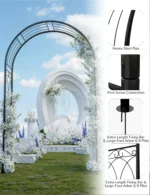 8 ft Garden Arch Arbor, Sturdy Steel Wedding Archway with Ground Stakes, Decorative Metal Trellis for Climbing Roses, Vines - Image 4